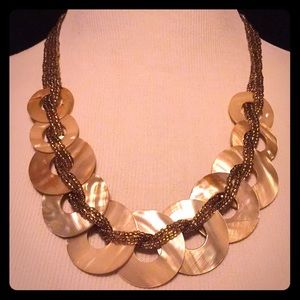 Layered Shell and Glass Bead Necklace 26”